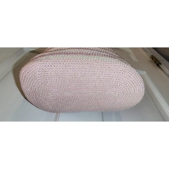 Studio Works - Pink & Cream Stripe Woven Bag w/ Wood Strap Accents - Picture 4 of 10